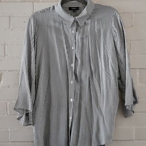 Plus Size Premise Gray Stripe Top 3/4 Sleeve 0X
